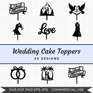 Wedding Cake Toppers - 34 Instant Download Svg Images