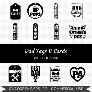 Dad Tags & Cards - 26 Instant Download Svg Images